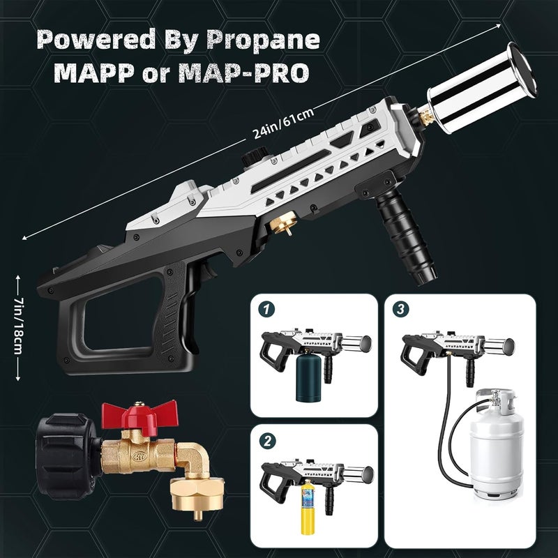 ARTFLAMM Torch Gun with Propane Refill Adapter - Powerful Grill & Cooking Torch - Culinary Blow Torch Sous Vide - Adjustable Flamethrower for BBQ, Campfire, Charcoal Wood(Tank Not Included) - Image 3